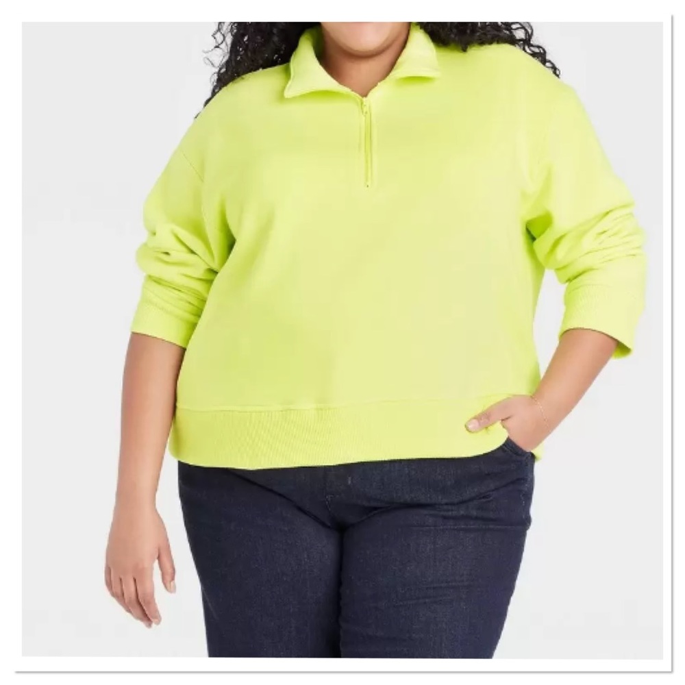 Women’s Plus Size Quarter Zip Sweatshirt a new day
